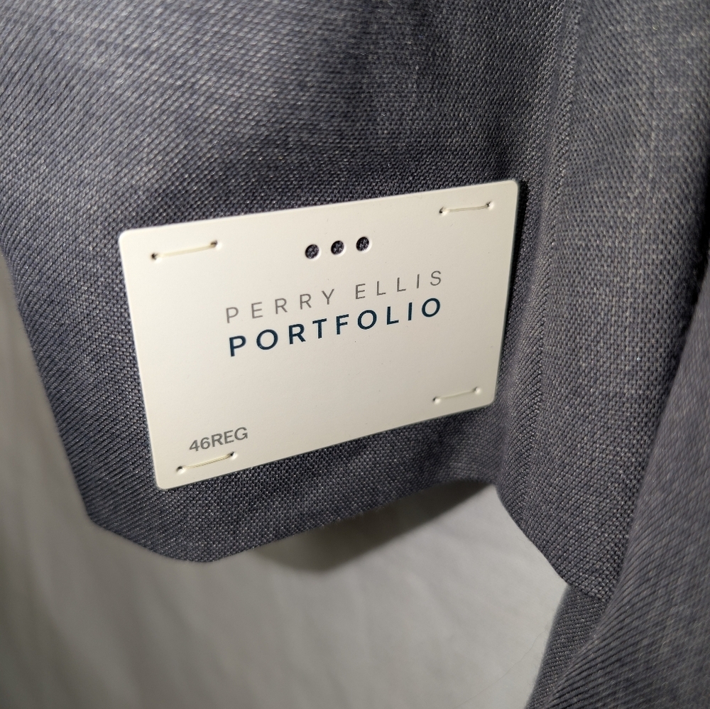 Men's Perry Ellis Portfolio Slim Fit Gray Sport Coat Blazer Jacket Size 46R NWT - Picture 8 of 8